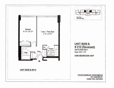 Floor plan for 1 bed, 1 bath, 470 sqft